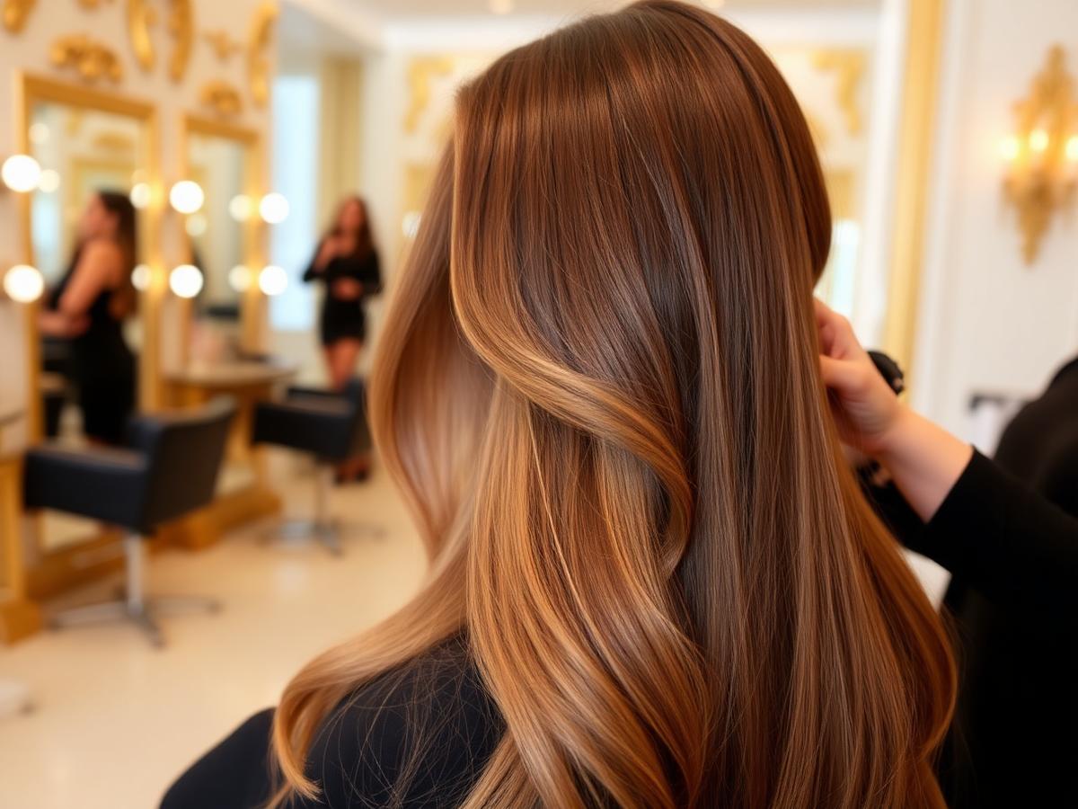 Glossy blow dry and hair styling in the salon