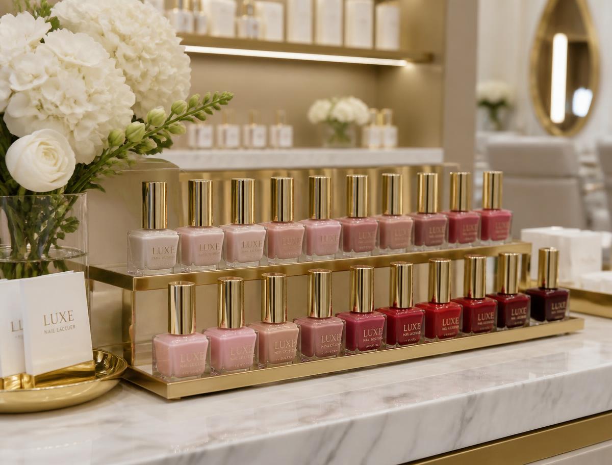 Premium nail polish collection on display